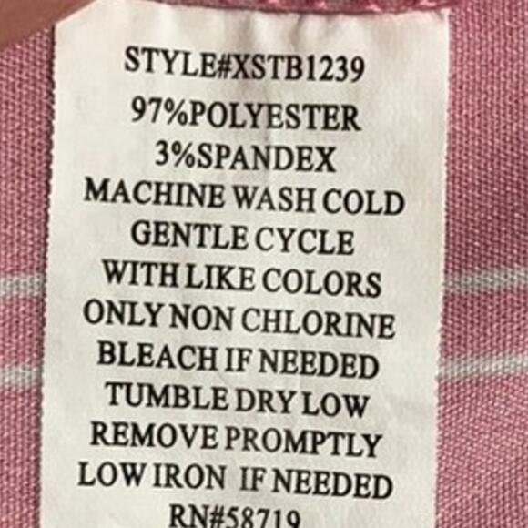 NY Collection Pink 3/4 Long Sleeve Plaid Button Front Top Size Large - Picture 12 of 13